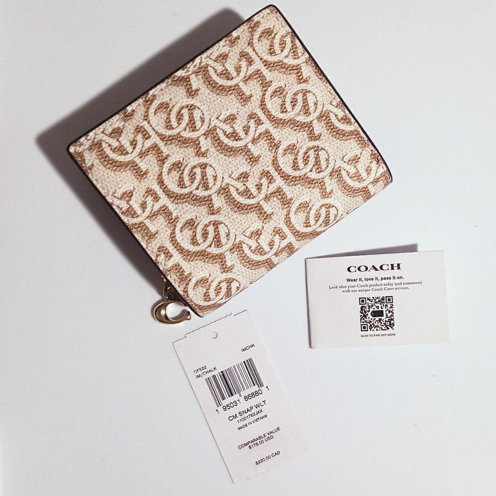 Coach Monogram Print Snap Wallet - Picture 1 of 7